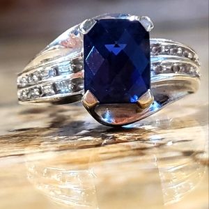 10K white Gold Sapphire/diamond ring